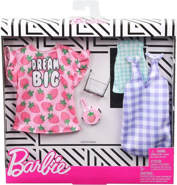 Barbie Clothes Strawberry Checked Outfits and 2 Accessories for Barbie Doll Hot on Sale