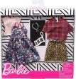 Barbie Clothes 2 Outfits Floral Dress, Striped T-Shirt, Animal Print Skirt, Plaid Top, Piano Key Purse and Necklace Online Sale