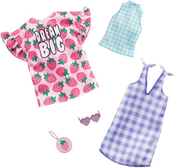 Barbie Clothes Strawberry Checked Outfits and 2 Accessories for Barbie Doll Hot on Sale